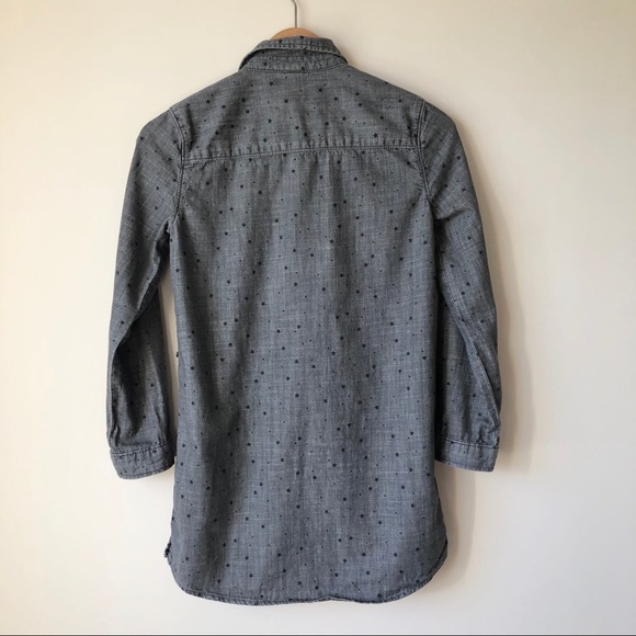 Gap Kids Gray Denim Shirt Dress Star Print Girl’s L - Picture 5 of 10